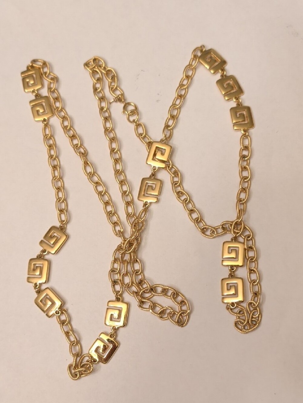 Trifari Gold Greek Key Extra Long Chunky Necklace - Picture 7 of 8